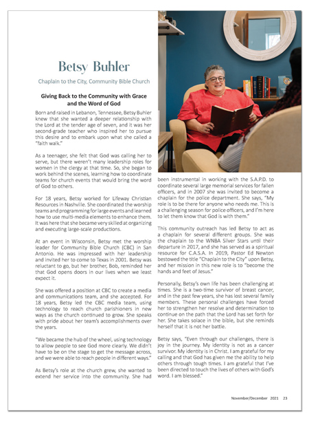 Betsy Buhler SA Woman article